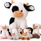 5 Pieces Cow Stuffed Animals for Boys Girls, 1 Mommy Cow with 4 Babies Soft Plush Toy Set Gifts for Kids Children 3 4 5 6 7 8 9 Years, Christmas, Birthday, Party Decorations