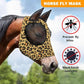 Horse Fly Mask with Ears - Comfort Fit, Durable & Breathable, Easy to on/Off | UV Protection, Large Eye Space, Stretchy Leopard Print (2pcs Large, Tangle-Free)