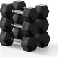 PAPABABE Hex Dumbbell Set 45-550 lb, Rubber Encased Home Gym Dumbbells, Weights Dumbbells for Women & Men, Hand Weight for Strength Training