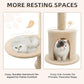 Made4Pets Floor to Ceiling Cat Tree 93-106'',Tall Cat Tower 5 Tiers, Adjustable Height, Stable Cat Tree Tower with Scratching Posts, Fluffy Condo, Hammock and Ball Toy for Indoor Cats/Kitten, Beige