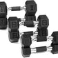 WF Athletic Supply Rubber Encased Hex Dumbbells with Rubber Grip Contoured Handle for Muscle Toning, Strength Building & Full Body Workout