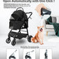 Dog Cat Stroller, Foldable 4 Wheels Dog Stroller for Small Medium Dogs 20 lbs,Pet Strollers for Large Dogs 50lbs, Stable Anti-Shock Detachble Carrier,with 360°Swiveling Front Wheel forTravel