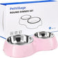 Double Dog Bowls Set – Non-Slip Pet Food & Water Dishes with Resin Stand, Includes Small (1 Cup) & Medium (2 Cups) Bowls – Ideal for Puppies, Cats, and Medium Dogs – Pink
