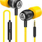 LUDOS Clamor Wired Earbuds in-Ear Headphones, 5 Years Warranty, Earphones with Microphone, Noise Isolating Ear Buds, Memory Foam for iPhone, Samsung, School Students, Kids, Women, Small Ears - Yellow