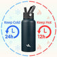 32 oz Insulated Water Bottle Stainless Steel Sport Bottles with 3 Lids,Navy Blue