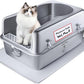 XL Metal Cat Litter Box with Lid – Non-Stick, Odor Control, Stainless Steel, Rust-Resistant, High-Sided – Easy to Clean with Handles, No-Slip Base, Leak-Proof Seal, 5 Clips, Cleaning Tracker