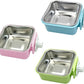 kathson Crate Dog Bowl, Removable Stainless Steel Hanging Pet Kennel Cage Bowl Food & Water Feeder Coop Cup for Puppy, Cat, Rabbit,Guinea Pigs 3pcs Square(Blue,Green,Pink)