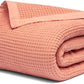 Salt Earth GOTS Certified 100% Organic Cotton Throw Blanket, 108" X 90" Waffle Blankets & Throws for Bed, Throw Blanket for Couch, Modern & Cozy Blanket, All Seasons, Comfy and Soft Blanket(Sun Bay)