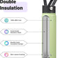 Insulated Water Bottle 24oz Stainless Steel Sport Bottles with 3 Lids,Macaron Green