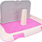 Puppy Dog Potty Tray, Puppy Training Toilet Tray Pet Training Pad Holder, Cat Potty Fence Dog Scheduled Urination Potty Tray, Dog Litter Box for Small and Medium Dogs, Bunny, Cats (Pink)