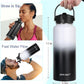 Water Bottle Insulated 32oz 40oz 64oz 128oz Straw Lid Spout Lid & 3 Lids, Leak Proof, Vacuum Insulated,Stainless Steel Water Bottle Wide Mouth for Sports, Gym or Office