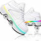 Roller Skate Shoes for Women Four Rounds Children's Roller Skates Shoes That Turn into Rollerskates Sneakers Outdoor Light Shoes with Wheels for Girls/Boys