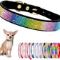 Rhinestone Dog Collar for Small Dogs, Bling Diamond Fancy Crystal Glitter Pretty Jewel Pet Puppy Collars for XXS XS Small Medium Large Breed Girl Dogs Female Cats Kitten, Colorful Black XSmall