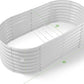 Land Guard 24“ Tall 4×2ft Galvanized Raised Garden Bed Kit, Galvanized Planter Garden Boxes Outdoor, Oval Large Metal Raised Garden Bed for Vegetables(Pearl White, 4×2×2ft)