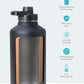 BUZIO 64 oz Water Bottle Insulated with Straw & 3 lid and Carrying Pouch, Leak Proof Half Gallon Stainless Steel Water Flask Jug, Cold for 48 Hrs Double Vacuum Thermo Canteen, BPA-Free, Black