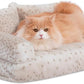Hollypet Fluffy Plush Dog Cat Pet Couch Soft Calming Sofa Bed for Medium Small Cats and Dogs, Leopard