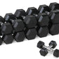 WF Athletic Supply Rubber Coated Hex Dumbbell Set, Multiple Choices Available - Dumbbells with Rack Stand and Mat, or Dumbbells Only (200/550/1200/2100/3000 LB)
