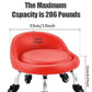 Lanstics Low Rolling Stool with Leather Roller Seat and Backrest - Universal Wheels for Home Office and Fitness (Red)