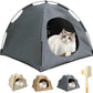 BreezyDen Pop-Up Pet Tent – Portable Hideaway for Cats & Small Dogs, Portable Indoor/Outdoor Pet Tent House with Mesh Window, Waterproof, Breathable, Scratch-Resistant, Fully Washable (Gray,M)