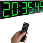 26'' Extra Large Home Gym Timer Clock, Programable Workout Interval Timer, Digital Wall Clock, with 7-Color Night Light, 8 Alarm Clocks, Calendar/Temperature, Countdown & Stopwatch (Green)