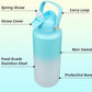Insulated Water Bottle with Straw Lid,32 oz Stainless Steel Vacuum Metal Bottle with Silicone Handle,Sea Salt