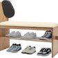 Cute Dog Shoe Bench with Cushion, 51.6”L x 11.8”W Puppy Shoe Storage Bench Beige 2-Tire Bamboo Shoes Rack Bench for Entryway Living Room Hallway Bedroom 220Lbs Load Capacity