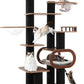 70.9'' Black Cat Tree for Indoor Cats Large Adult, Heavy Duty Cat Tower with Scratching Post, Modern Kitty Tree with Removable Mats, Semi-closed Condo and Transparent Bowl, Wooden Luxury Cat Furniture