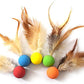 Cat Toy Balls, 5 PCS Colorful Feather Bouncy Balls for Cats No Noise Interactive Kitten Toys Cat Exercise Ball, Safe for Your Kitty (A)