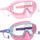 Swim Goggles for Kids 3-15 with Earplugs Large Frame Anti-Fog/UV Swimming Goggles for Boys Girls Toddler 2PCS