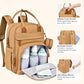 BabbleRoo Diaper Bag Backpack - Baby Essentials Travel Tote - Multi function Waterproof Diaper Bag, Travel Essentials Baby Bag with Changing Pad, Stroller Straps & Pacifier Case - Unisex, Beige
