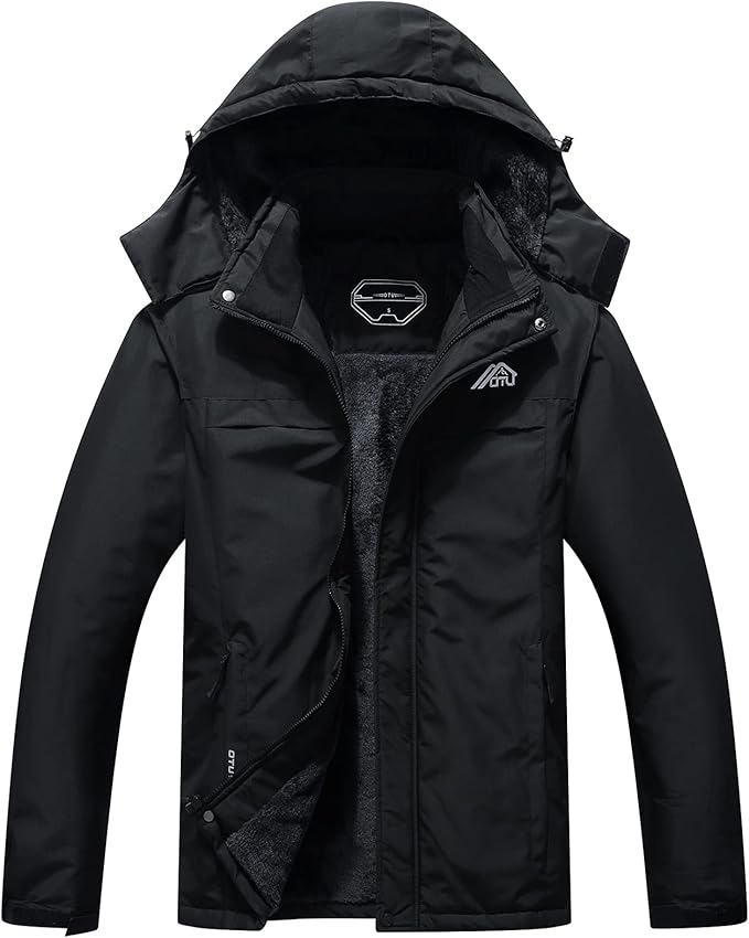OTU Men's Waterproof Ski Jacket Snowboarding Windbreaker Warm Winter Hooded Mountain Snow Coat Large
