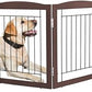 ZJSF Freestanding Dog Fence Indoor, Foldable Dog Gate for Doorways, Stairs or Hallways, Sturdy Wood Extra Wide Pet Gate with Support Feet for The House, Brown, 24 "Height-6 Panels