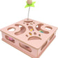 Interactive Wooden Cat Puzzle Toy Box Indoor Hunting Play Toy to Stimulate Your Cat’s Energy and Instincts (Pink)