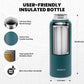 Insulated Water Bottle 40 oz, Triple Wall Vacuum Stainless Steel (Cold for 48 Hrs), Leak Proof & Non-BPA, Modern Water Flask Jug with Paracord Handle & Straw Spout Lids, Dark Green