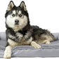 Furhaven Cooling Gel Dog Bed for Large Dogs w/ Removable Bolsters & Washable Cover, For Dogs Up to 95 lbs - Plush & Suede Sofa - Gray, Jumbo/XL