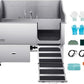 VEVOR Professional 304 Stainless Steel Dog Bathing Station, 61 inch Pet Grooming Tub w/Anti-Slip ramp, Storage Drawer, Cold Hot Faucet Showerhead for Large & Medium & Small (Right Door, with Drawer)