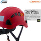 LOHASPRO Hard Hats Construction Safety Helmet ANSI Z89.1 Approved OSHA Hardhat, Vented Men Worker Red Hard Hat with Chin Strap Tree Climbing Rescue Arborist Helmet (P6 Red)