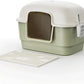 Cat Litter Box with Litter Mat and Scoop,High Wall Enclosed Cat Litter Boxes for Anti-Leakage, Covered Kitty Litter Box with Handle and Buckles for Portability and Privacy, Odor Control (Green)