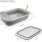 Senior Cat Litter Boxes, Collapsible Open Low Entry Cat Litter Pan with Scoop Travel Kitten Potty Foldable Pet Toilet for Sick Disabled Older Elderly Cats Grey 20.9x15.7x5.7 inch