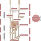 PEQULTI Floor to Ceiling Cat Tree 92.9’’-101.6’’ Height Adjustable Cat Tower Tall Kitty Climbing Play House with Scratching Posts, Cozy Condo, Perches and Large Hammock for Indoor Cats Beige