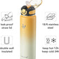 Enerbone 32 oz Insulated Water Bottle, Stainless Steel Bottle with Carrying Strap, Double-Wall Vacuum Insulation Design, Leakproof Sports Bottle with Straw, Keep Drinks Cold or Hot for Hours