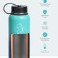 BUZIO Stainless Steel Water Bottle (Cold for 48 Hrs, Hot for 24 Hrs), 32 oz Vacuum Insulated Water Bottle with Straw Lid and Flex Cap (Double Wall, Wide Mouth, BPA Free, Leak Proof), Caribbean Blue