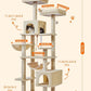 Taoqimiao Cat Tree, 71-Inch Cat Tree Cat Tower for Indoor Cats, Plush Multi-Level Cat Condo with 10 Scratching Posts, 2 Perches,Basket, 2 Caves,Hammock, 2 Pompoms,MS020M Beige