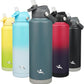 Insulated Water Bottle with Straw Lid,40 oz Stainless Steel Vacuum Metal Bottle with Silicone Handle,Dark Gray
