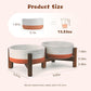SPUNKYJUNKY Ceramic Elevated Dog Bowl Set with Acacia Wood Stand for Food and Water for Cat and Small Dog (13.52 OZ, White and Reddish Brown)