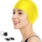 Swimming Cap, Silicone Swim Cap for Women Men, Durable Non-Slip Waterproof Swim Cap Protect Ears, Long Hair for Adults, Older Kids