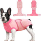 Idepet Dog Recovery Suit Female,Dogs Onesie Suit Surgery Male Breathable Pet Bodysuit for Spay Neuter E-Collar & Cone Alternative Surgical Suit Puppy Abdominal Anti Licking Wounds Shirt (Pink, XL)