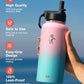 32 oz Insulated Water Bottle with Straw&3 Lids, Coolflask Stainless Steel Metal Flask Wide Mouth for Sports or Office, Non-BPA Keep Cold Up to 48 Hrs or Hot Up to 24 Hrs, Bubblegum Princess