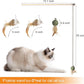 Cat Feather Toys with Catnip Ball, Feathers & Bell - 2 Replaceable Mouse Heads, Elastic Rope & Wooden Handle for Aggressive Kittens, Durable Bite-Proof Interactive Cat Teaser for Indoor Play