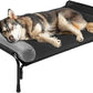 Veehoo Large Elevated Dog Bed, Outdoor Raised Dog Cot Hammock Bed with One-Sided Removable Headrest Bolster, Cooling Breathable Washable Teslin Mesh, Off Ground, Anti-Slip, L, CWC2204BCP
